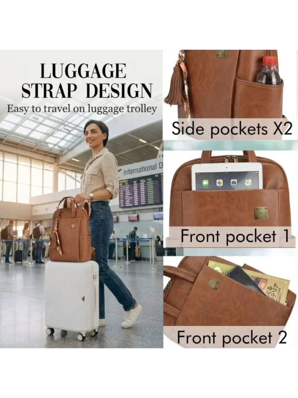 Stylish Slim Laptop Backpack for Women - Lightweight 15.6